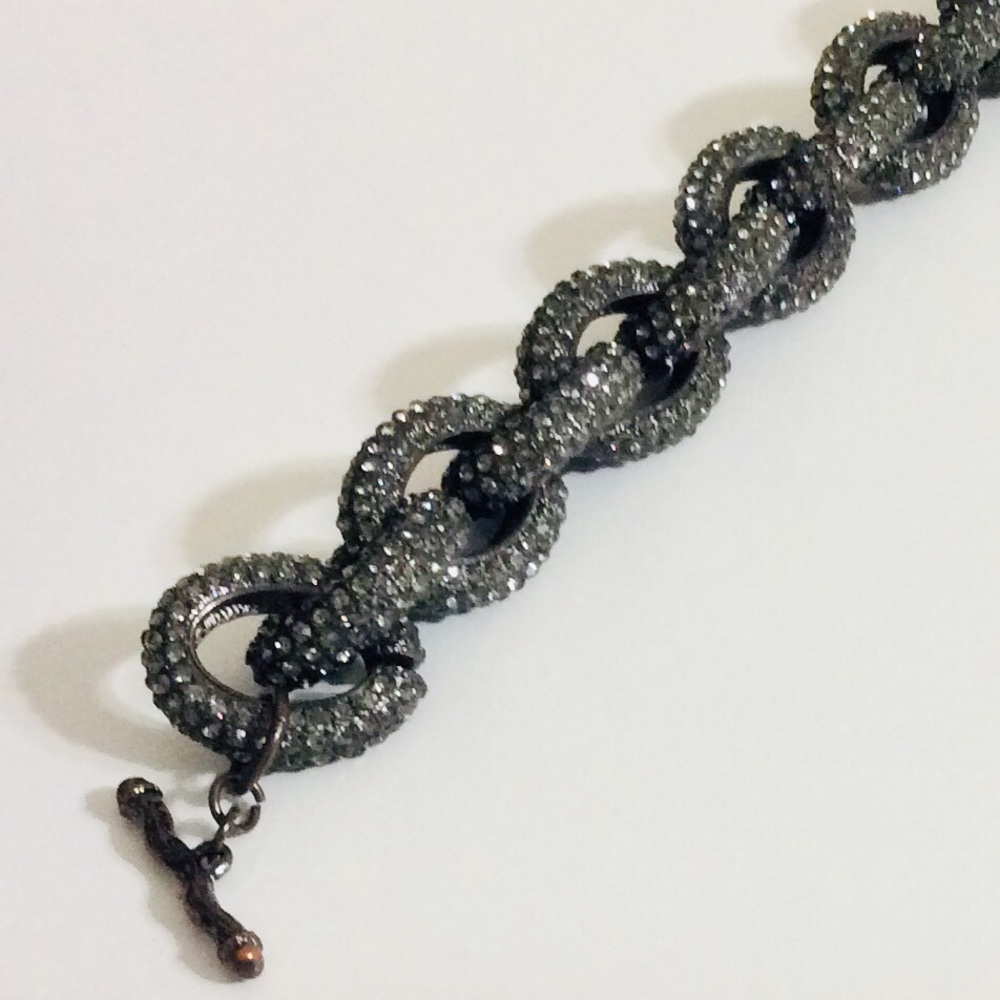 Chunky Chain Link Bracelet Rhinestone Black